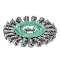 Disc brush 115x22,2 mm, Bundled stainless steel wire 0,5 mm, Z20 harnesses, 12500 rpm