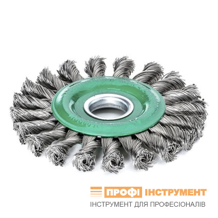 Щетка дисковая 115х22.2 мм; Скрученная жгутами нержавеющая проволока 0.5 мм; Z20 жгутов; 12500 об / мин LESSMANN ( ЛЕСМАН )