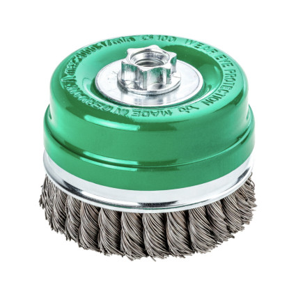 Щетка чашечная 100хМ14х2.0; Скрученная жгутами нержавеющая проволока 0.5 мм; Z26 жгутов; 9000 об / мин LESSMANN ( ЛЕСМАН ) LESSMANN ( ЛЕСМАН )
