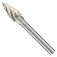 MAYKESTAG Ball Nose Tree Carbide Burr 10x20x65 mm Type N (SKN), Cut 1A, 6 mm Shank (0780806110100)