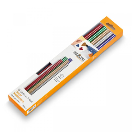 Стержни термоклеевые STEINEL - Glitter Sticks 11 мм цветные с блестками 200 г (10 шт) (064891)