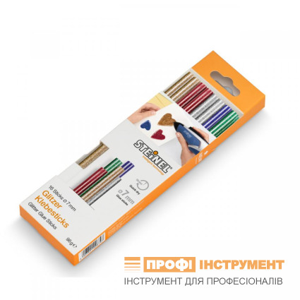 Стержни термоклеевые STEINEL - Glitter Sticks 7 мм цветные с блестками 96 г (16 шт) (065539)