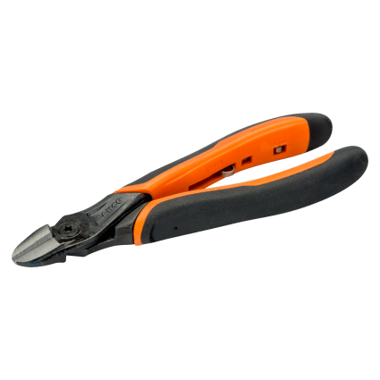 Side cutters BAHCO 125 mm, Piano = 1,6 mm, Fe = 1,8 mm, CuZn = 1,8 mm, Cu = 2,0 mm, return spring, ERGO (2101G-125)