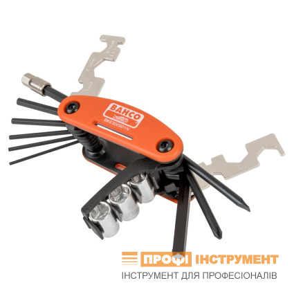 The set of Bahco tools for cyclists is complex, 17 items, keys, heads, screwdrivers, in a cover (art, BKE850901N)