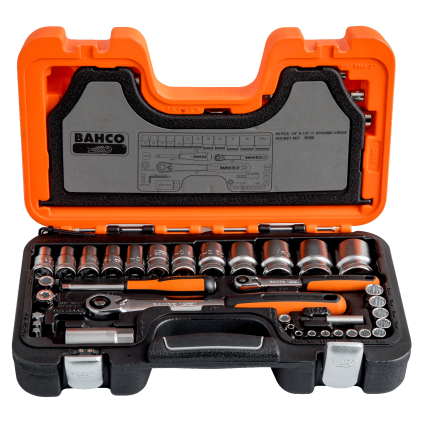 Набір головок торцевых 12-гранних BAHCO 1/4" и 1/2" 4-32 мм 56 шт. (S560)