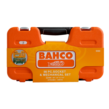 Набір головок торцевых 12-гранних BAHCO 1/4" и 1/2" 4-32 мм 56 шт. (S560)