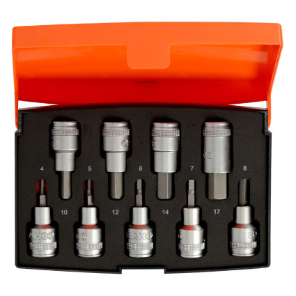 Socket Head Set BAHCO with Hex Bits 1/2" 9 pcs in Case (S9HEX)