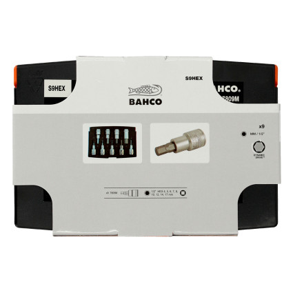 Socket Head Set BAHCO with Hex Bits 1/2" 9 pcs in Case (S9HEX)