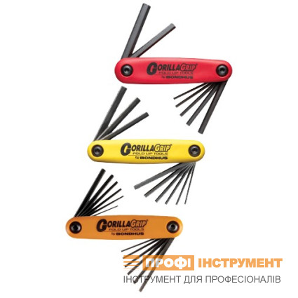BONDHUS hex wrench set inch, folding 9 pcs, ,050-3/16"