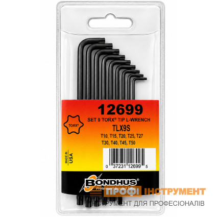 Набір ключів BONDHUS ( БОНДХУС ) TORX L-Wrenches ProGuard 12699 Набір ключів BONDHUS ( БОНДХУС ) TORX L-Wrenches ProGuard 12699