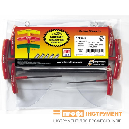 Набір викруток Т-подібних шестигранних BONDHUS 2-6 мм 6 шт. (13348)