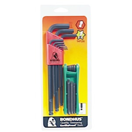 Set of BONDHUS hex wrenches 9 pcs, 1,5-10,0mm, spherical + Set of BONDHUS folding TORX keys 8 pcs, TX6-TX25, IP,