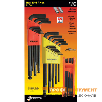 Set of BONDHUS hex wrenches 34 pcs, ,050-3/8" + 1,5-10mm spherical + folding 12pcs" + mm, IP, Set of BONDHUS hex wrenches 34 pcs, ,050-3/8" + 1,5-10mm spherical + folding 12pcs" + mm, IP,