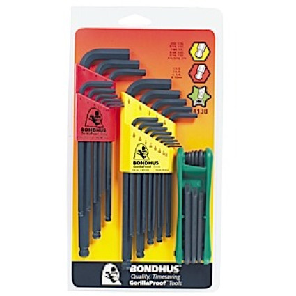 Набор ключей BONDHUS ( БОНДХУС ) шестигранных 30 шт. .050-3/8" + 1.5-10 мм сферич. + складной ТORX 8 шт. ТХ9-ТХ40; ІP.