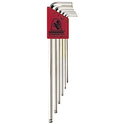 Set of BONDHUS hex wrenches 6 pcs, 1,5-5,0mm, chromium-plated, spherical, elongated