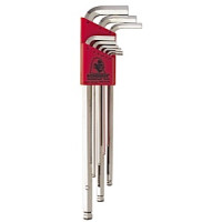 Set of BONDHUS hex wrenches 9 pcs, 1,5/2,0/2,5/3,0/4,0/5,0/6,0/8,0/10,0mm, spherical, chromium-plated, long