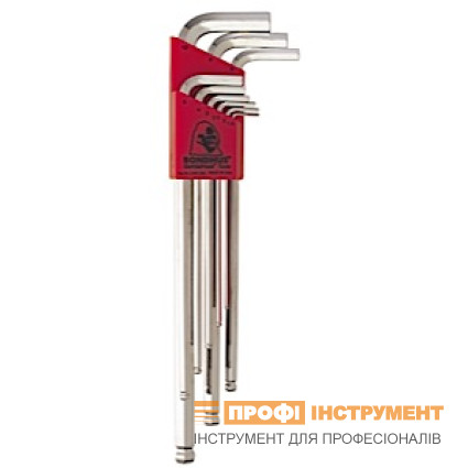 Набір ключів BONDHUS ( БОНДХУС ) шестигранних 9 шт, 1.5/2.0/2.5/3.0/4.0/5.0/6.0/8.0/10.0 мм, сферич., хромований, довгих