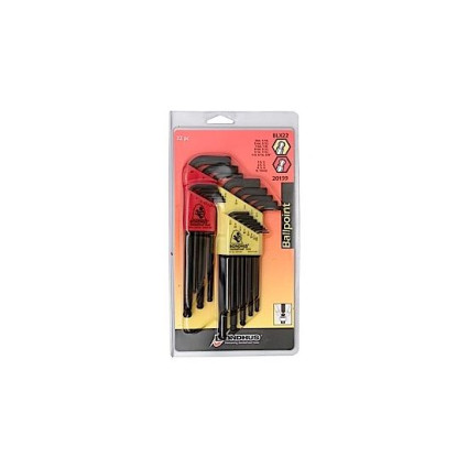Set of BONDHUS hex wrenches 22 pcs, ,050-3/8" + 1,5-10mm, spherical, IP,