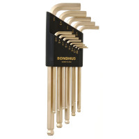 BONDHUS hex wrench set inch, 13 pcs, ,050-3/8", spherical, elongated