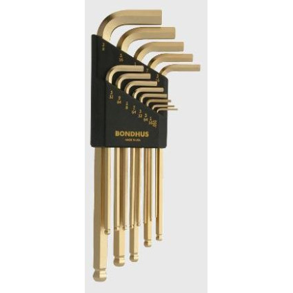 Набір ключів BONDHUS (БОНДХУС) шестигранних 9 шт, 1.5-10.0 мм, серія Goldguard, сферич. подовжений