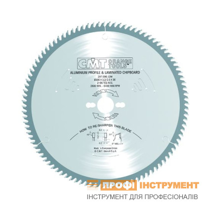 CMT saw blade - 190x2.8x30 mm; Z 40; -6 deg; TCG; aluminum; col. met.; laminate, plastics, wood (296.190.40M)