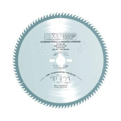 CMT saw blade - 190x2.8x30 mm; Z 40; -6 deg; TCG; aluminum; col. met.; laminate, plastics, wood (296.190.40M)