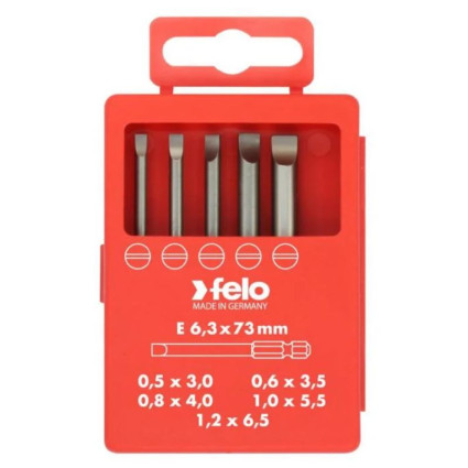 Набор бит FELO PROFI INDUSTRIAL шлиц 3,0x0,5/3,5х0,6/4,0х0,8/5,5х1,0/6,5х1,2х73 мм (03091716)