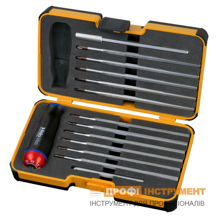 Динамометрическая отвертка FELO 1,5-3,0 Нм с набором стержней TORX, IP, SL, PH, PZ (10099216)