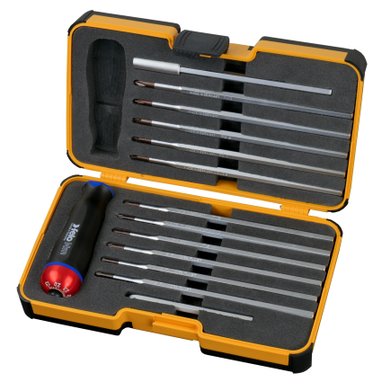 Динамометрическая отвертка FELO 1,5-3,0 Нм с набором стержней TORX, IP, SL, PH, PZ (10099216)