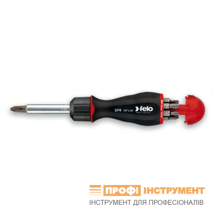 Викрутка FELO реверсивна магнітна 1/4" 4,0х0,8 мм/ 5,5х1,0 мм/ 6,5х1,2 мм/ PH0/ PH1/ PH2/ PZ1/ PZ2 (37400405)