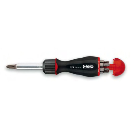 Викрутка FELO реверсивна магнітна 1/4" 4,0х0,8 мм/ 5,5х1,0 мм/ 6,5х1,2 мм/ PH0/ PH1/ PH2/ PZ1/ PZ2 (37400405)