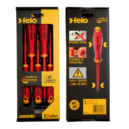 FELO Ergonic VDE E-slim 1000V Dielectric Screwdriver Set (41385198)