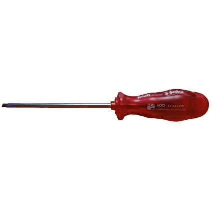 Locksmith's screwdriver FELO 4,0x0,8x100x90 mm, quartz microtexturing of the handle, ERGO, (60004310)