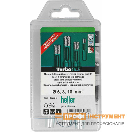 Набір алмазних трубчастих свердл HELLER 6,8,10мм TurboTile, кераміка (26232)