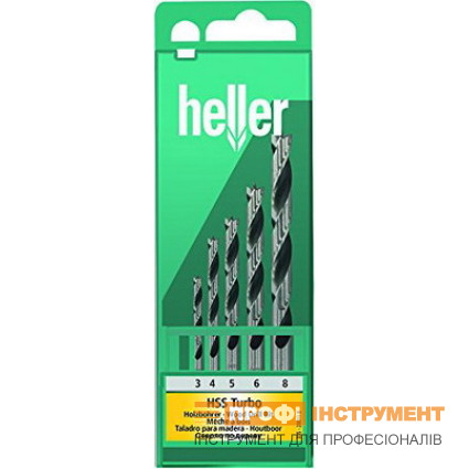 Набор сверл HELLER по дереву 3/4/5/6/8 мм HSS Turbo, 5 ед. (28817)