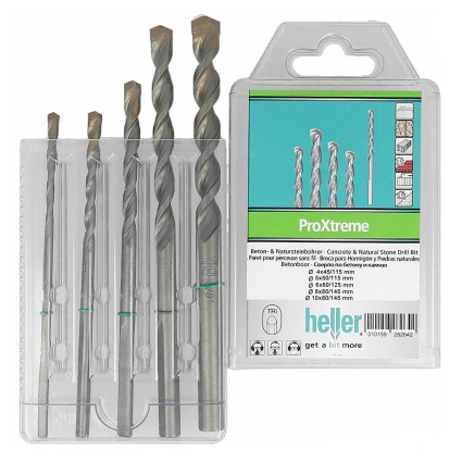 Набор буров HELLER по бетону PROXTREME 4/5/6/8/10 мм. 5 шт. (28264)