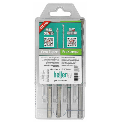 Набор буров HELLER по бетону PROXTREME 6/8 мм. и CeraExpert 6.8 мм. 4 шт. (28813)
