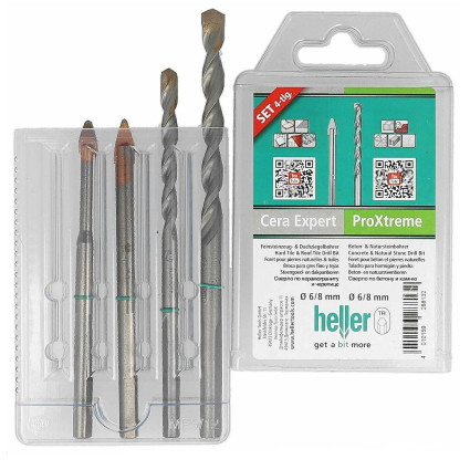 Набор буров HELLER по бетону PROXTREME 6/8 мм. и CeraExpert 6.8 мм. 4 шт. (28813)