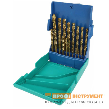 Набір свердл HELLER по металу HSS TiN 1-10 мм. крок 0.5 мм. 19 шт. (29352)