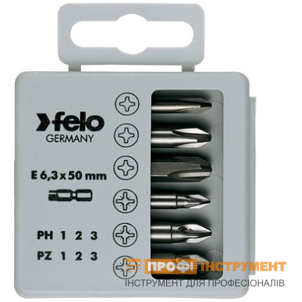 Набор бит 50 мм PZ1 / PZ2 / PZ3 / PH1 / PH2 / PH3 /; 6 шт.