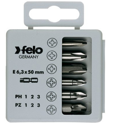 Набор бит 50 мм PZ1 / PZ2 / PZ3 / PH1 / PH2 / PH3 /; 6 шт.