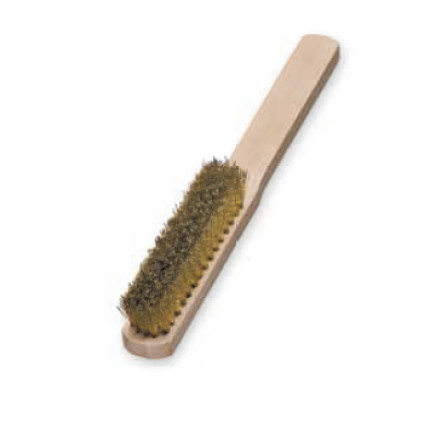 Hand brush for fine cleaning 225 x 110 mm, brass wire 0,15 mm, 4-row LESSMANN (126411)