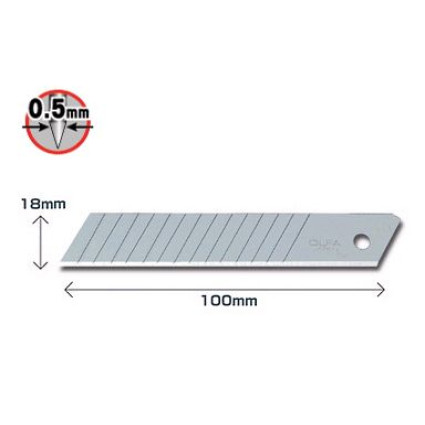 Лезвие Olfa LBD-50 (15 сегментов) 18мм 50шт, 0,5мм с двойным углом заточки, для ножей L-5, L5-AL, L-7, L7-AL, CMP-2, KL, PL-1 (338510)