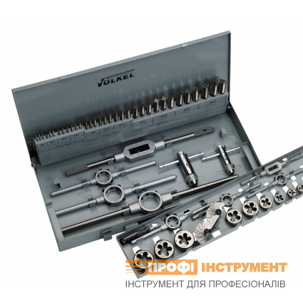 Набор метчиков VOLKEL (комплект 3 шт) и плашек M3-4-5-6-8-10-12-14-16-18-20, DIN 352, DIN 223 (DIN EN 22568), резьба DIN 13, Метчикодержатель VOLKEL 1,№3, DIN 1814, Метчикодержатель VOLKEL цанговый с трещоткой №1, №2, Плашкодержатель VOLKELи 20x5, 20x7, 2