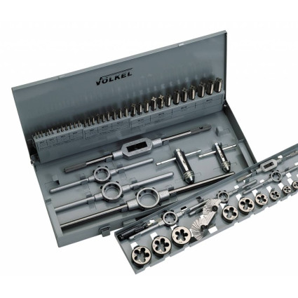 Набор метчиков VOLKEL (комплект 3 шт) и плашек M3-4-5-6-8-10-12-14-16-18-20, DIN 352, DIN 223 (DIN EN 22568), резьба DIN 13, Метчикодержатель VOLKEL 1,№3, DIN 1814, Метчикодержатель VOLKEL цанговый с трещоткой №1, №2, Плашкодержатель VOLKELи 20x5, 20x7, 2