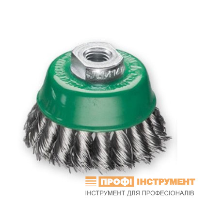 Cup brush 65xM14x2,0, Bundled stainless steel wire 0,5 mm, Z18 harnesses, 12500 rpm