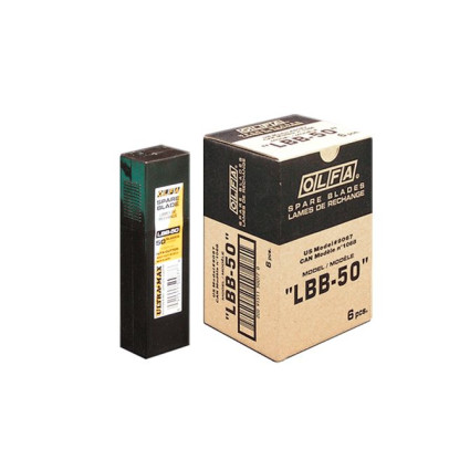 Лезвие Olfa LBB-50 сегментированное черное 18мм 50шт, 0,5мм с двойным углом заточки (331510)