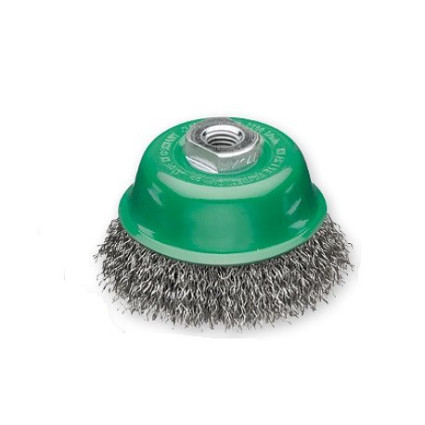 Cup brush 125xM14x2,0, Corrugated Stainless Wire 0,3mm, 6500 rpm