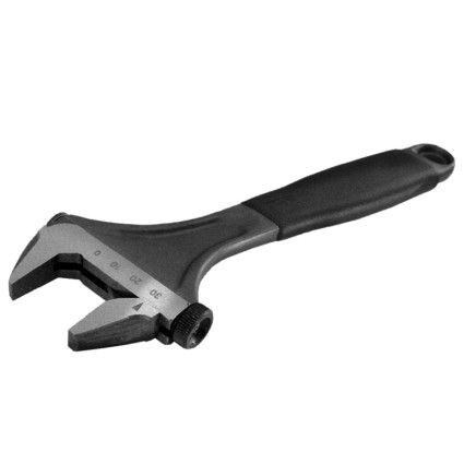 Wrench adjustable with jaw adjustment from the end, capture 27mm, hardened, ergo handle,