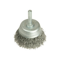 Cup brush 75 mm, shank 6 mm, steel wire 0,3 mm, 4500 rpm